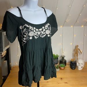 Black cold shoulder boho top